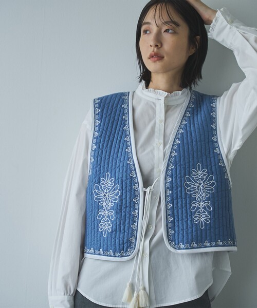 PLAIN PEOPLE 刺繍入りキルティング ジャケット ベスト 4_5b54e349-5375-4b19-9e41-