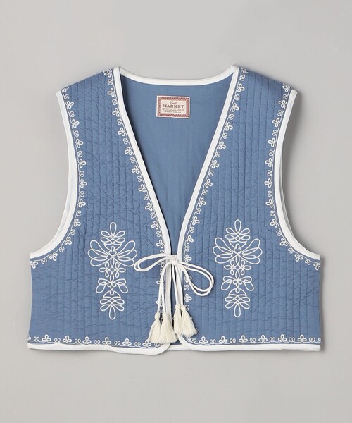 coen（コーエン）の「MARKET （マーケット）配色刺繍キルティングベスト（ベスト・レディース・オフホワイト/ロイヤルブルー/ダークグレー・FREE）」の19枚目の写真
