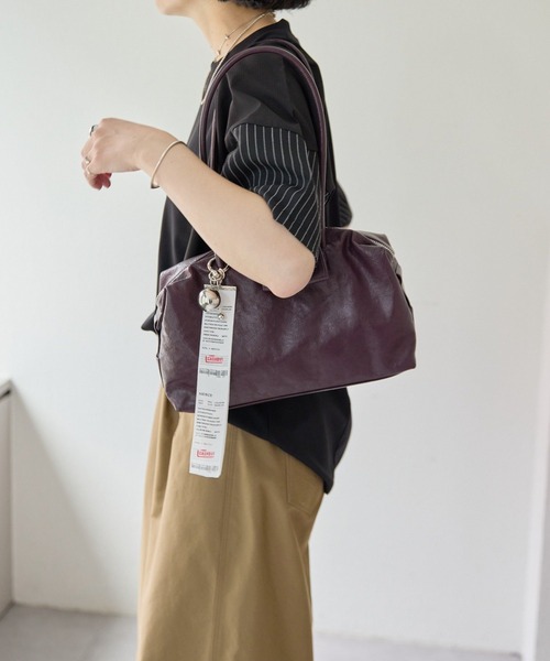 極美品 完売品 イアパピヨネ ロングハンドル ボストンバッグ 黒 ブラック ear PAPILLONNER ボストンバッグ 「本革/380g」ロングハンドル