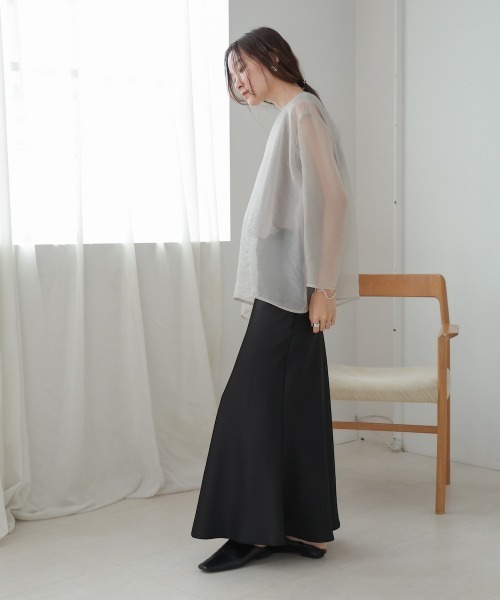 Bab(バブ)の「シアーレイヤードカットソートップス(Tシャツ/カットソー・レディース・ブラウン/ベージュ/ブルー/グレイッシュベージュ・FREE)」の7枚目の写真