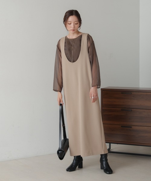 Bab(バブ)の「シアーレイヤードカットソートップス(Tシャツ/カットソー・レディース・ブラウン/ベージュ/ブルー/グレイッシュベージュ・FREE)」の19枚目の写真