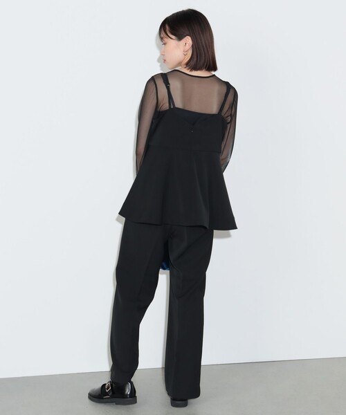 BEAMS HEART（ビームスハート）の「シアーインナー付き ペプラムキャミ × パンツ（セットアイテム）（つなぎ/オールインワン・レディース・パープル系その他6/ブラック・FREE）」の17枚目の写真