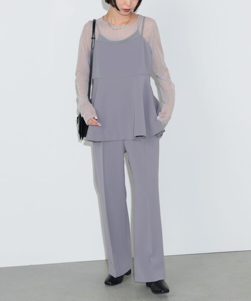 BEAMS HEART（ビームスハート）の「シアーインナー付き ペプラムキャミ × パンツ（セットアイテム）（つなぎ/オールインワン・レディース・パープル系その他6/ブラック・FREE）」の19枚目の写真