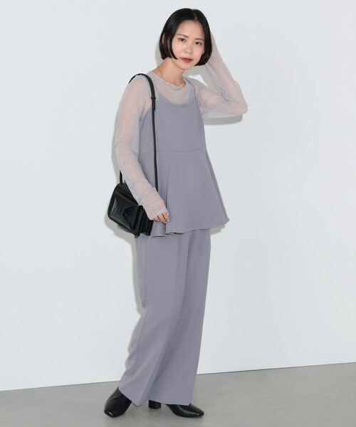 BEAMS HEART（ビームスハート）の「シアーインナー付き ペプラムキャミ × パンツ（セットアイテム）（つなぎ/オールインワン・レディース・パープル系その他6/ブラック・FREE）」の20枚目の写真