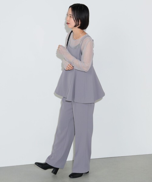 BEAMS HEART（ビームスハート）の「シアーインナー付き ペプラムキャミ × パンツ（セットアイテム）（つなぎ/オールインワン・レディース・パープル系その他6/ブラック・FREE）」の21枚目の写真