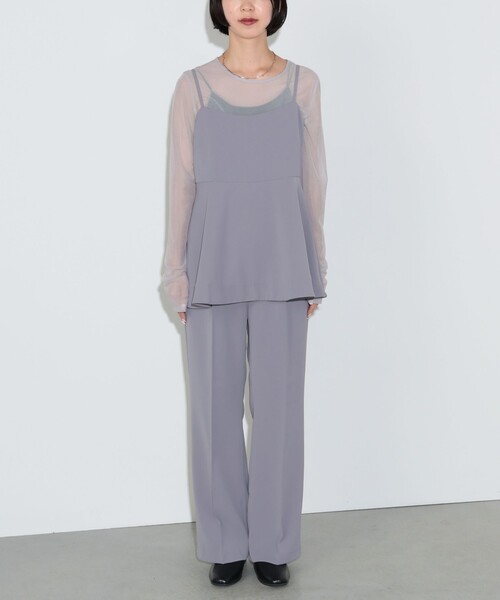 BEAMS HEART（ビームスハート）の「シアーインナー付き ペプラムキャミ × パンツ（セットアイテム）（つなぎ/オールインワン・レディース・パープル系その他6/ブラック・FREE）」の22枚目の写真