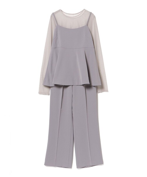 BEAMS HEART（ビームスハート）の「シアーインナー付き ペプラムキャミ × パンツ（セットアイテム）（つなぎ/オールインワン・レディース・パープル系その他6/ブラック・FREE）」の7枚目の写真