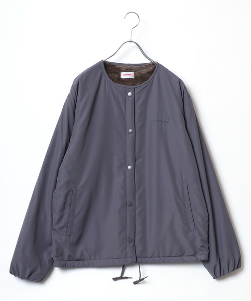 CONVERSE（コンバース）の「CONVERSE（コンバース）裏地シャギーボアファー ノーカラージャケット レディース/ナイロンジャケットアウター（ノーカラージャケット・レディース・ダークベージュ/カーキ/チャコールグレー/ブラック・M/L）」の8枚目の写真