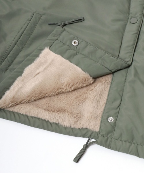 CONVERSE（コンバース）の「CONVERSE（コンバース）裏地シャギーボアファー ノーカラージャケット レディース/ナイロンジャケットアウター（ノーカラージャケット・レディース・ダークベージュ/カーキ/チャコールグレー/ブラック・M/L）」の16枚目の写真