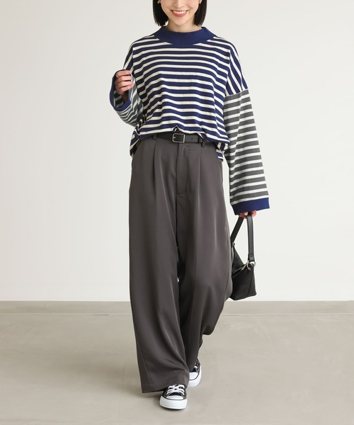 n'OrLABEL(ノアールレーベル)の「ボトルネックボーダー配色プルオーバー(Tシャツ/カットソー・レディース・ブラック/ブルー/ベージュ・FREE)」の20枚目の写真