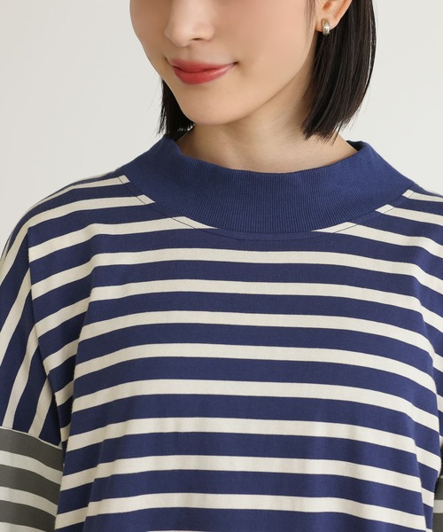 n'OrLABEL(ノアールレーベル)の「ボトルネックボーダー配色プルオーバー(Tシャツ/カットソー・レディース・ブラック/ブルー/ベージュ・FREE)」の22枚目の写真