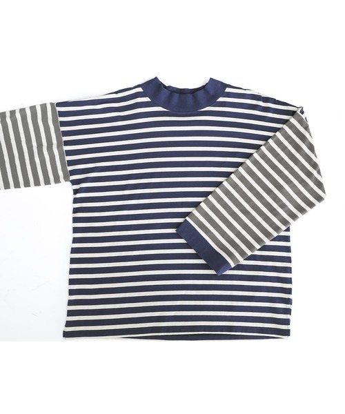 n'OrLABEL(ノアールレーベル)の「ボトルネックボーダー配色プルオーバー(Tシャツ/カットソー・レディース・ブラック/ブルー/ベージュ・FREE)」の8枚目の写真