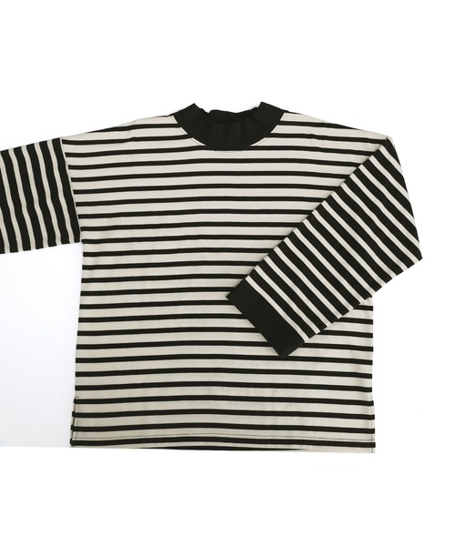n'OrLABEL(ノアールレーベル)の「ボトルネックボーダー配色プルオーバー(Tシャツ/カットソー・レディース・ブラック/ブルー/ベージュ・FREE)」の9枚目の写真