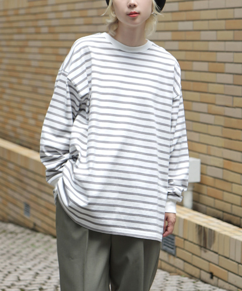 zootie(ズーティー)の「【水と油分を弾いて汚れにくい!】 シミヘン加工 リブスリーブプルオーバー(Tシャツ/カットソー・レディース・レッド系その他/ベージュ系その他/ネイビー/ミント/チョコ/ブラック/ライトブルー/イエロー系その他/ライトピンク/ホワイト×ブラック/オフホワイト/杢グレー/ホワイト×グレー・フリー)」の4枚目の写真