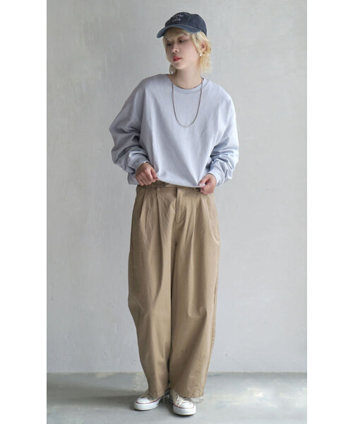 zootie(ズーティー)の「【水と油分を弾いて汚れにくい!】 シミヘン加工 リブスリーブプルオーバー(Tシャツ/カットソー・レディース・レッド系その他/ベージュ系その他/ネイビー/ミント/チョコ/ブラック/ライトブルー/イエロー系その他/ライトピンク/ホワイト×ブラック/オフホワイト/杢グレー/ホワイト×グレー・フリー)」の21枚目の写真