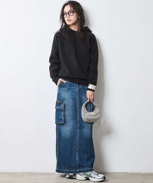 CHIC STYLE（シックスタイル）の「ニットパーカー ＜大きいサイズ有＞シックスタイル（パーカー・レディース・グレー/ブルー/ブラック・5L/4L/3L/LL/L/M）」の20枚目の写真