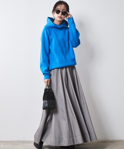 CHIC STYLE（シックスタイル）の「ニットパーカー ＜大きいサイズ有＞シックスタイル（パーカー・レディース・グレー/ブルー/ブラック・5L/4L/3L/LL/L/M）」の22枚目の写真