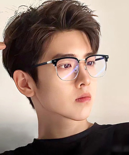 Futier land（フューティアランド）の「スクエアハーフリム眼鏡/ユニセックス/ブルーライトカット（メガネ・レディース・グレー/ブラック・FREE）」の14枚目の写真