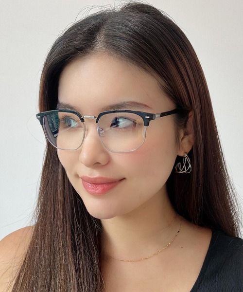Futier land（フューティアランド）の「スクエアハーフリム眼鏡/ユニセックス/ブルーライトカット（メガネ・レディース・グレー/ブラック・FREE）」の20枚目の写真