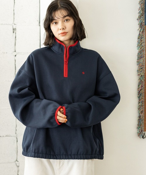 POLO BCS（ポロ ビーシーエス）の「【POLO BCS(ポロ・ビーシーエス)】ハーフZIPスウェット（スウェット・レディース・アイボリー/グレー/ネイビー/パープル・MEDIUM/LARGE）」の4枚目の写真