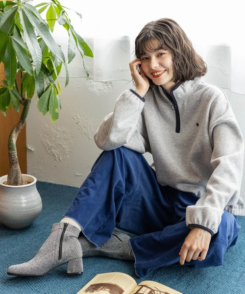 POLO BCS（ポロ ビーシーエス）の「【POLO BCS(ポロ・ビーシーエス)】ハーフZIPスウェット（スウェット・レディース・アイボリー/グレー/ネイビー/パープル・MEDIUM/LARGE）」の6枚目の写真