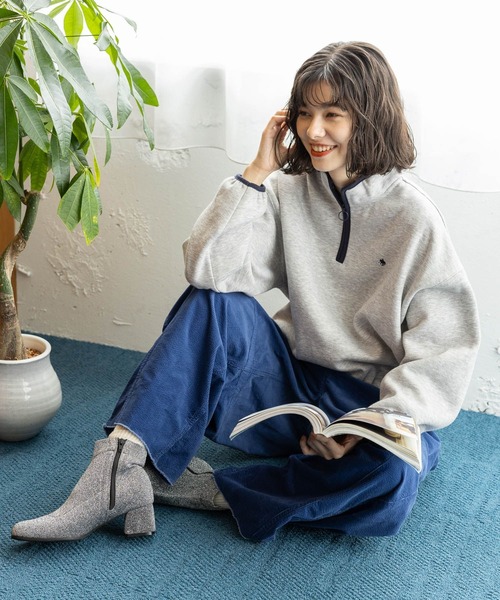 POLO BCS（ポロ ビーシーエス）の「【POLO BCS(ポロ・ビーシーエス)】ハーフZIPスウェット（スウェット・レディース・アイボリー/グレー/ネイビー/パープル・MEDIUM/LARGE）」の7枚目の写真