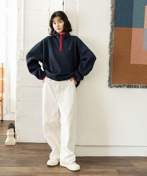 POLO BCS（ポロ ビーシーエス）の「【POLO BCS(ポロ・ビーシーエス)】ハーフZIPスウェット（スウェット・レディース・アイボリー/グレー/ネイビー/パープル・MEDIUM/LARGE）」の13枚目の写真