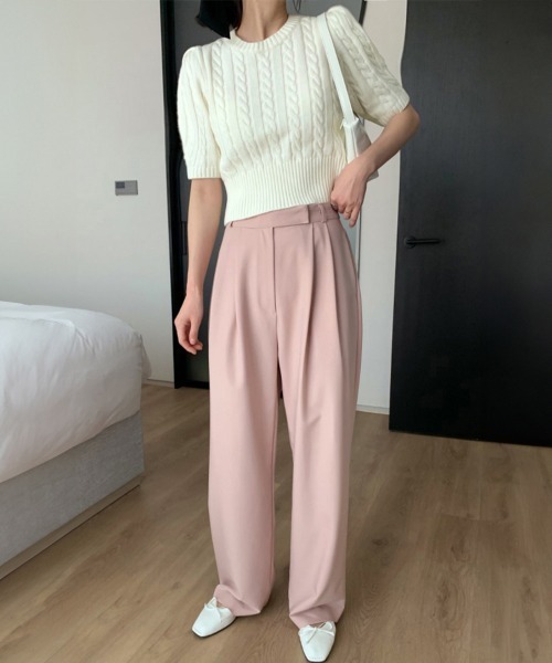 Miniministore(ミニミニストア)の「ケーブル編みニットトップス パフスリーブ(ニット/セーター・レディース・アイボリー/ブルー/ピンク・FREE)」の7枚目の写真