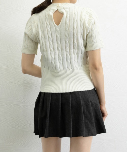Miniministore(ミニミニストア)の「ケーブル編みニットトップス パフスリーブ(ニット/セーター・レディース・アイボリー/ブルー/ピンク・FREE)」の10枚目の写真