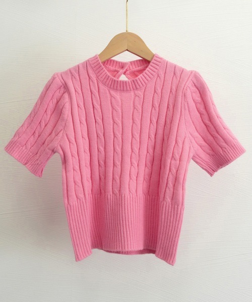 Miniministore(ミニミニストア)の「ケーブル編みニットトップス パフスリーブ(ニット/セーター・レディース・アイボリー/ブルー/ピンク・FREE)」の18枚目の写真