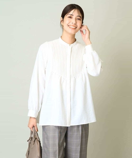 a.v.v（アーヴェヴェ）の「【洗える】ピンタックフレアブラウス（シャツ/ブラウス・レディース・ボルドー/ホワイト/チャコールグレー・38/36/40/42/34）」の10枚目の写真