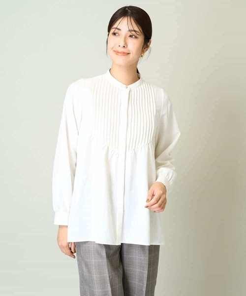 a.v.v（アーヴェヴェ）の「【洗える】ピンタックフレアブラウス（シャツ/ブラウス・レディース・ボルドー/ホワイト/チャコールグレー・38/36/40/42/34）」の22枚目の写真