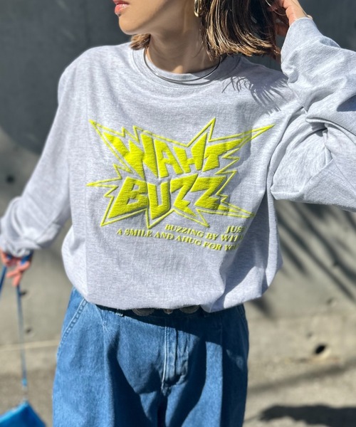 mi via loca(ミヴィアロカ)の「【United Athle】発泡プリントWHAT BUZZロゴロンT 【PT NO. MVL050 ※2A】(Tシャツ/カットソー・レディース・オートミール/イエロー/ホワイト/スミクロ・X-LARGE/MEDIUM)」の3枚目の写真