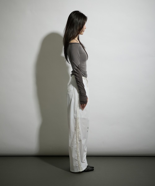 セール】side drawstring off shoulder tops / サイドドロストオフ