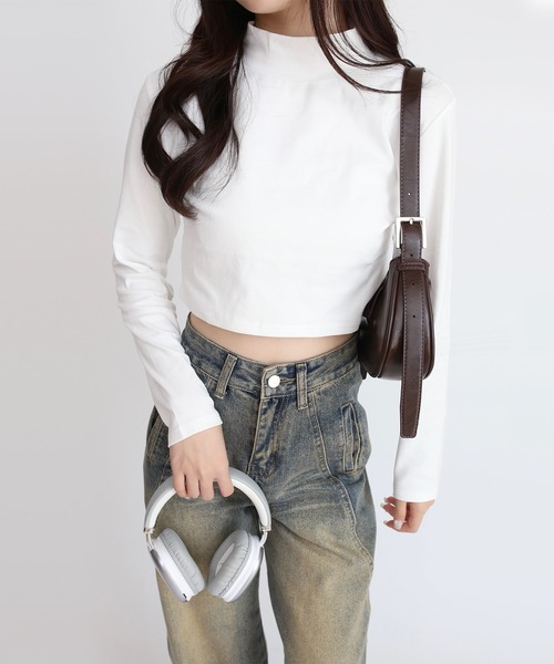 Judin(ジュディン)の「basic ハイネックロンT【JD】(Tシャツ/カットソー・レディース・ホワイト/ブラック・ONE SIZE/SHORT)」の2枚目の写真