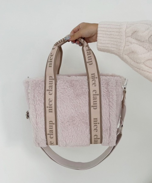 one after another NICE CLAUP（ワンアフターアナザーナイスクラップ）の「ロゴハンドルファートートバッグ（トートバッグ・レディース・ピンク/チャコールグレー/オフホワイト・FREE）」の11枚目の写真
