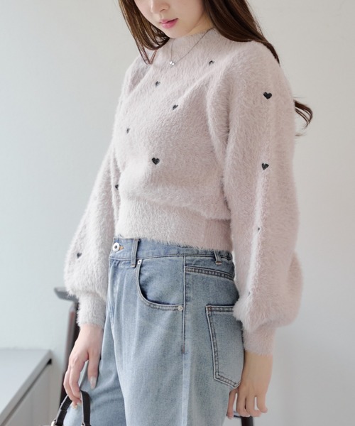 Another Branch olive des olive（アナザーブランチオリーブデオリーブ）の「フェザーハート刺繍プルオーバー（ニット/セーター・レディース・オフホワイト/チャコールグレー/ホワイト系その他/ベージュ・FREE）」の12枚目の写真