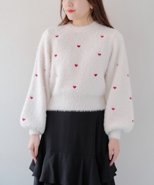 Another Branch olive des olive（アナザーブランチオリーブデオリーブ）の「フェザーハート刺繍プルオーバー（ニット/セーター・レディース・オフホワイト/チャコールグレー/ホワイト系その他/ベージュ・FREE）」の15枚目の写真