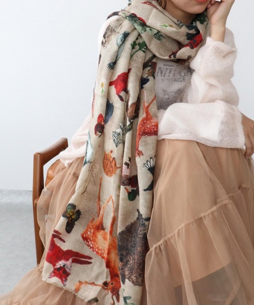 Three Four Time（ｽﾘｰﾌｫｰﾀｲﾑ）の「ウールシルクアニマルショール