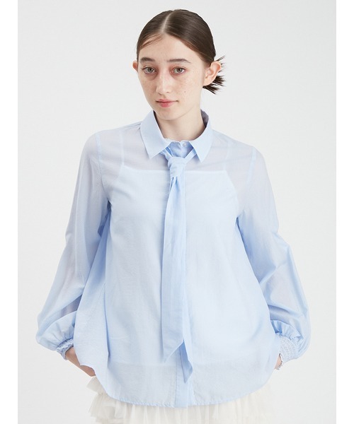 FURFUR（ファーファー）の「ネクタイセットブラウス（シャツ/ブラウス・レディース・ホワイト/ピンク/ストライプ・FREE）」の10枚目の写真