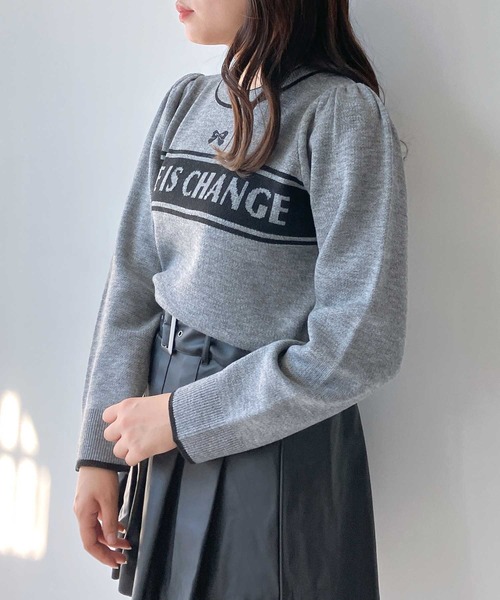 AS KNOW AS plus(アズノゥアズプラス)の「◇リボン刺繍とロゴ パフスリーブニットプルオーバー(ニット/セーター・レディース・ブラック/アイボリー/杢グレー・FREE)」の11枚目の写真