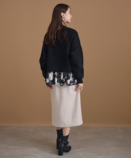 KATHARINE ROSS(キャサリンロス)の「【KATHARINE ROSS】ローズプリントドッキングカーディガン(ニット/セーター・レディース・ブラック/アイボリー・MEDIUM)」の4枚目の写真