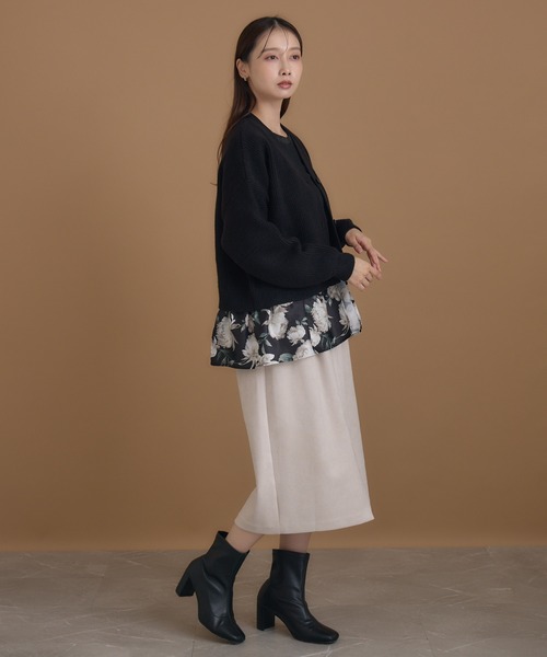 KATHARINE ROSS(キャサリンロス)の「【KATHARINE ROSS】ローズプリントドッキングカーディガン(ニット/セーター・レディース・ブラック/アイボリー・MEDIUM)」の5枚目の写真