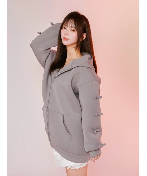 Darich（ダーリッチ）の「DDリボンジップパーカー（パーカー・レディース・グレー/ブラック・FREE）」の20枚目の写真