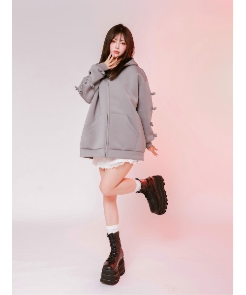 Darich（ダーリッチ）の「DDリボンジップパーカー（パーカー・レディース・グレー/ブラック・FREE）」の21枚目の写真