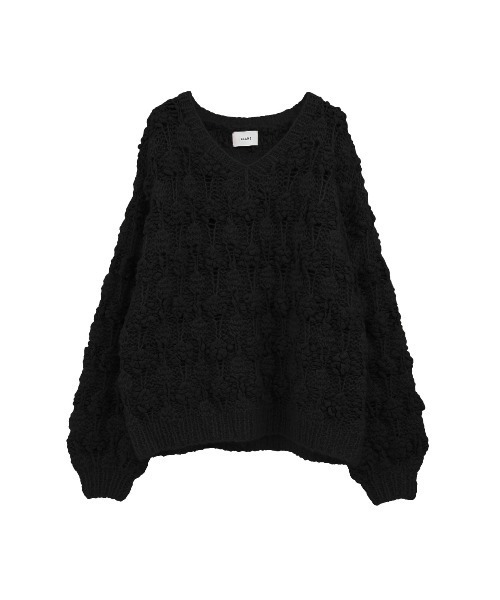 CLANE（クラネ）の「CLANE/クラネ/BUMPY OVER V NECK KNIT TOPS（ニット/セーター・レディース・アイボリー/ブラック/ピンク・1）」の3枚目の写真