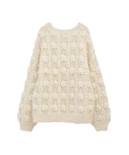 CLANE（クラネ）の「CLANE/クラネ/BUMPY OVER V NECK KNIT TOPS（ニット/セーター・レディース・アイボリー/ブラック/ピンク・1）」の4枚目の写真