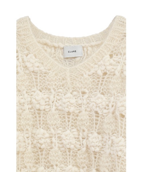 CLANE（クラネ）の「CLANE/クラネ/BUMPY OVER V NECK KNIT TOPS（ニット/セーター・レディース・アイボリー/ブラック/ピンク・1）」の5枚目の写真