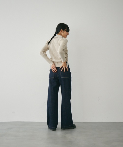Lutim by u(ルチバイユー)の「ハイウエスト・ワイドストレートデニムパンツ(デニムパンツ・レディース・インディゴブルー/ネイビー・SMALL/MEDIUM)」の17枚目の写真