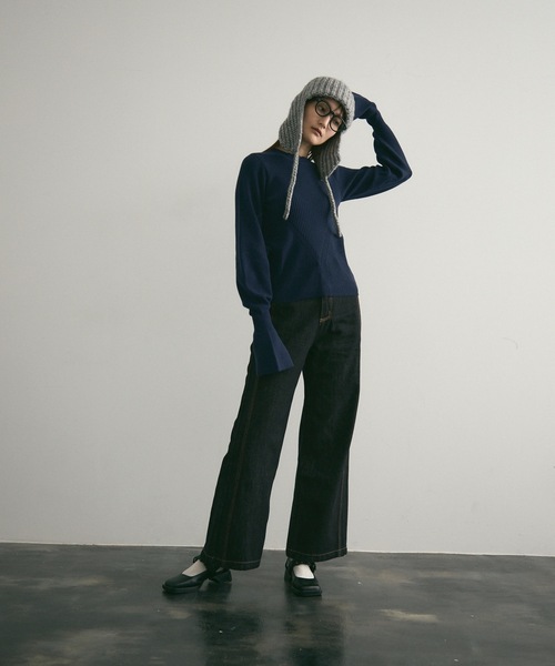 Lutim by u(ルチバイユー)の「ハイウエスト・ワイドストレートデニムパンツ(デニムパンツ・レディース・インディゴブルー/ネイビー・SMALL/MEDIUM)」の18枚目の写真